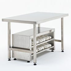 Workstation with Perforated Gowning Bench