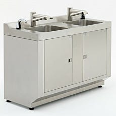 Dual automatic stainless steel sinks