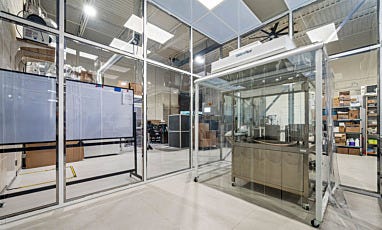 view from corner from inside the cleanroom
