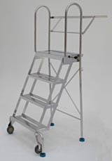 Ladder with removable service shelf extended in place.