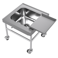 Over head view of the heavy duty soak sink with attached stainless tray