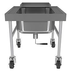 front view of a stainless steel soak sink