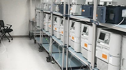 High-performance Liquid Chromatography Storage room with equipment set up