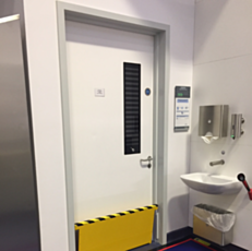 Dortek Hygienic Hinged FRP Fire Doors with flush vision panels