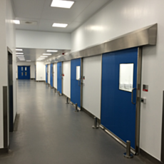 Waterproof and Bacteria Resistant Hygienic Sliding FRP Cleanroom Doors by Dortek