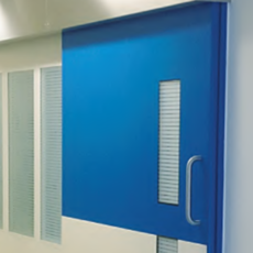 Hygienic Sliding FRP Cleanroom Doors with flush vision panel by Dortek