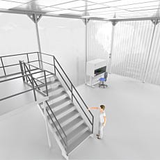 Universal machine enclosure with tall modular frame and cleanroom-ready utilities