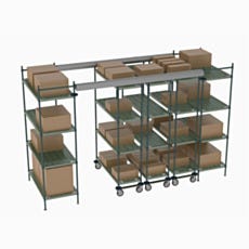 slighly angled view of the super erecta pro top trackshelf made from metroseal epoxy, with prop boxes
