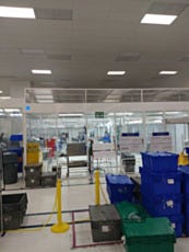 Hardwall cleanroom with powder-coated steel frame for making medical devices