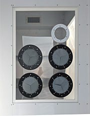Iris ports and talk-through for COVID-19 test booth