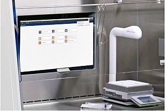 large internal touchscreen display in biosafety cabinet