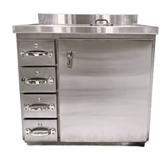 stainless steel lead-lined decay/storage cabinet for use in nuclear medical lab