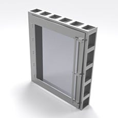 angled view of the right side of the leak-rated pass-through convenience window