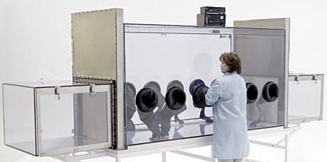 Low Humidity Glovebox with Footswitch-Activated Pneumatic Doors