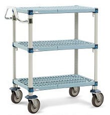 MetroMax Q three-shelf utility cart 24x36 with adjustable shelves and heavy-duty casters
