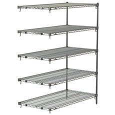 Metro Super Adjustable Super Erecta 5-shelf industrial wire shelving add-on unit, Chrome