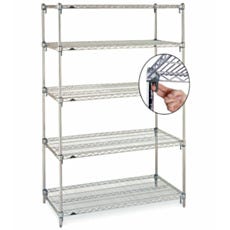 Metro Super Adjustable Super Erecta 5-shelf industrial wire shelving starter unit, chrome