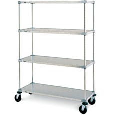Metro Super Erecta 4-shelf industrial solid shelving cart, galvanized steel shelves