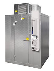Mini cold room with digital controller and ceiling-mounted refrigeration system