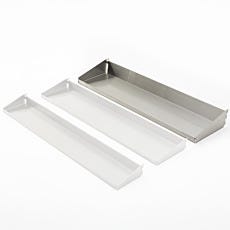 Photo of a set of solid stainless steel shelves with the large size highlighted