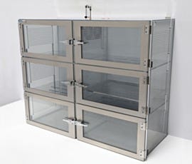 N2 desiccator cabinet in SDPVC with 6 chambers and automatic RH control