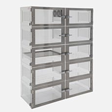 Nitrogen desiccator cabinet in acrylic with 10 chambers and automatic RH control