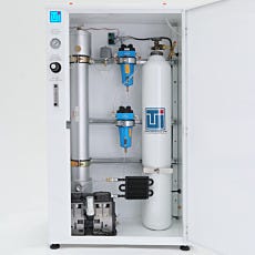 Portable nitrogen gas generator with prefilters, nitrogen membrane, compressor, and gas cylinder