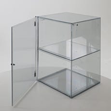 2-chamber 1-door general lab storage cabinet in SDPVC with door open
