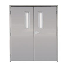 Paired swinging stainless steel door