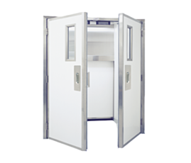 Paired swinging fiberglass door