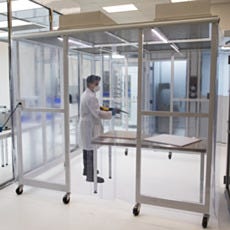 particle containment enclosure with HEPA exhaust filtration