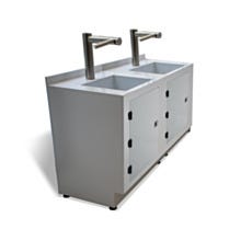 Rinsing/drying sink station in polypropylene with touch-free stainless steel tap
