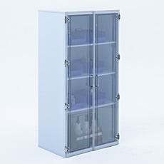 polypro storgae cabinent open doors with props