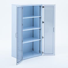 polypro storgae cabinent open doors