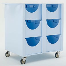 back view of polypropylene storage cart with rear cut-outs