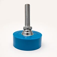 Leveling foot with swiveling polyurethane foot and stainless steel stem