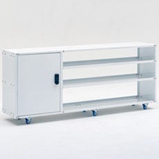 PCS under counter multifunctional storage cabinet with lockable door, open shelving, and swivel casters