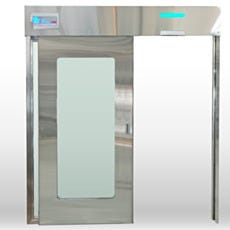 Single-panel stainless steel automatic sliding door with glass window