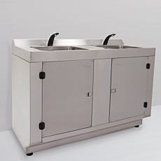Cleanroom Stainless Steel 2 Sink Rinsing Station