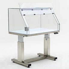 sash raised valuline polycarbonate fume hood