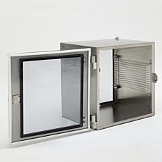 Stainless steel adjustable shelves desiccator with open door and SDPVC