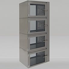 Series 400 Stainless Steel 304 Single Wide 4 Chamber Desiccator Cabinet