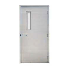 Single swinging stainless steel door