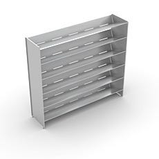 Stainless steel boot rack with six tiers of storage cubbies