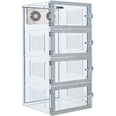 Smart nitrogen desiccator cabinet in acrylic with 4 chambers and automatic RH control