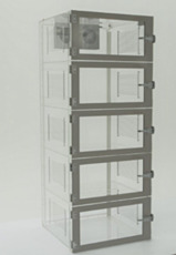 Smart nitrogen desiccator cabinet in acrylic with 5 chambers and automatic RH control