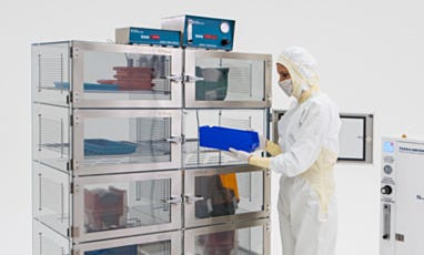 Nitrogen desiccator cabinet with automatic humidity control