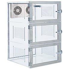 Smart nitrogen dry cabinet in acrylic with 3 chambers and automatic RH control