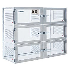 Smart nitrogen dry cabinet in acrylic with 6 chambers and automatic RH control