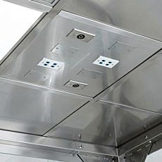 Diagonal image of the utility panel mounted at the ceiling